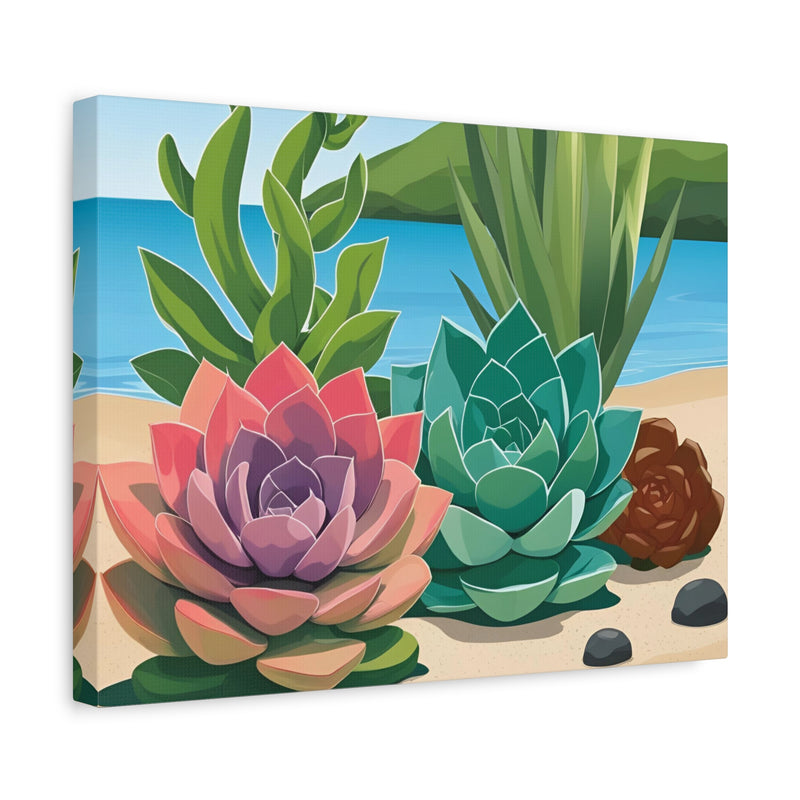 Sukkulenten-Strand-Leinwandbild – Gespannte matte Wanddekoration für Pflanzenliebhaber image 16