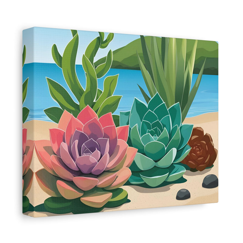 Sukkulenten-Strand-Leinwandbild – Gespannte matte Wanddekoration für Pflanzenliebhaber image 7