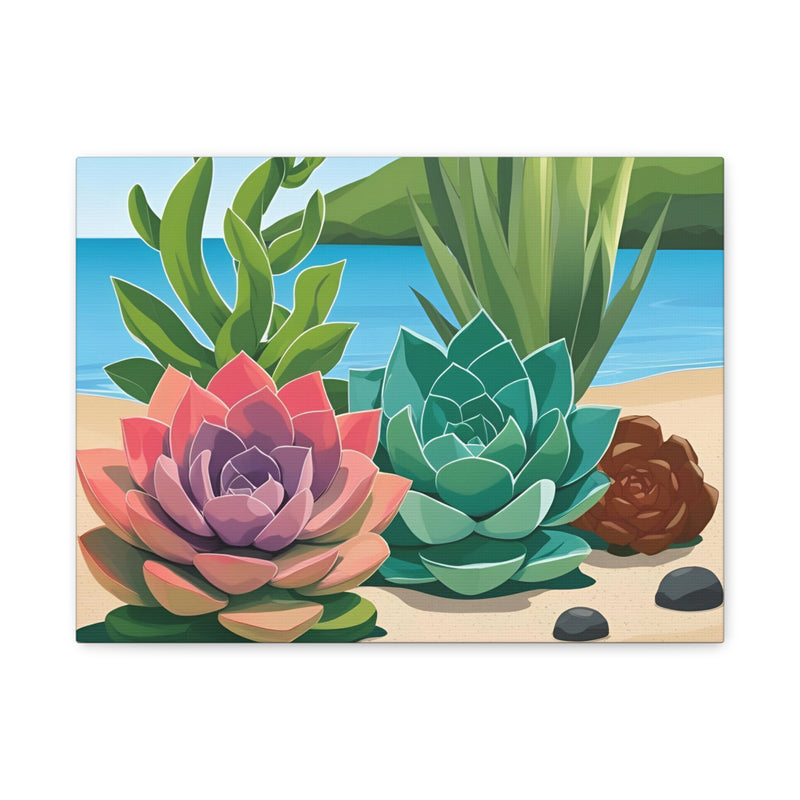 Sukkulenten-Strand-Leinwandbild – Gespannte matte Wanddekoration für Pflanzenliebhaber image 3