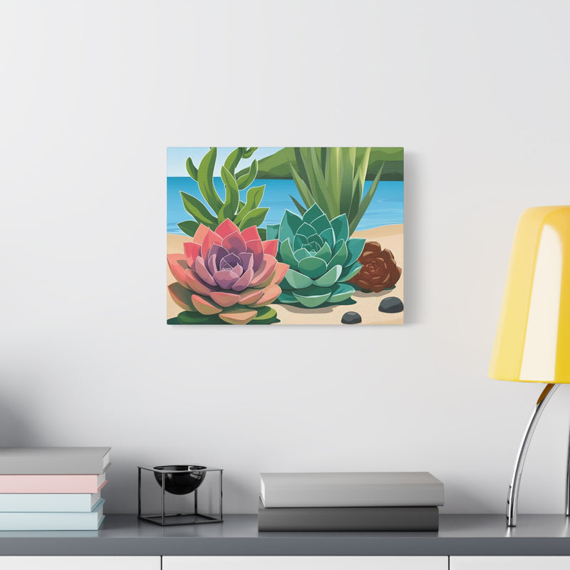 Sukkulenten-Strand-Leinwandbild – Gespannte matte Wanddekoration für Pflanzenliebhaber image 17