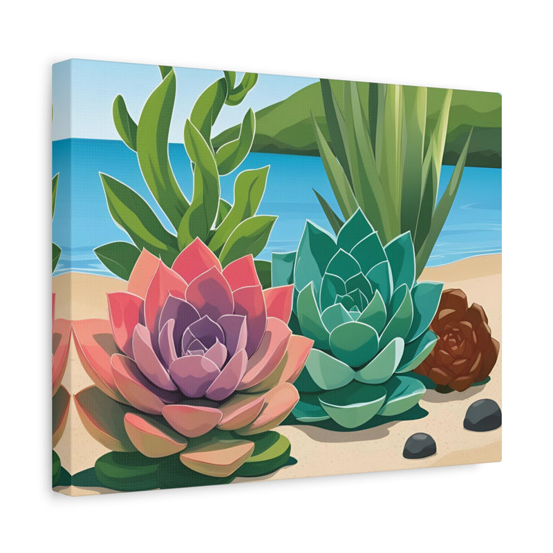 Sukkulenten-Strand-Leinwandbild – Gespannte matte Wanddekoration für Pflanzenliebhaber image 13