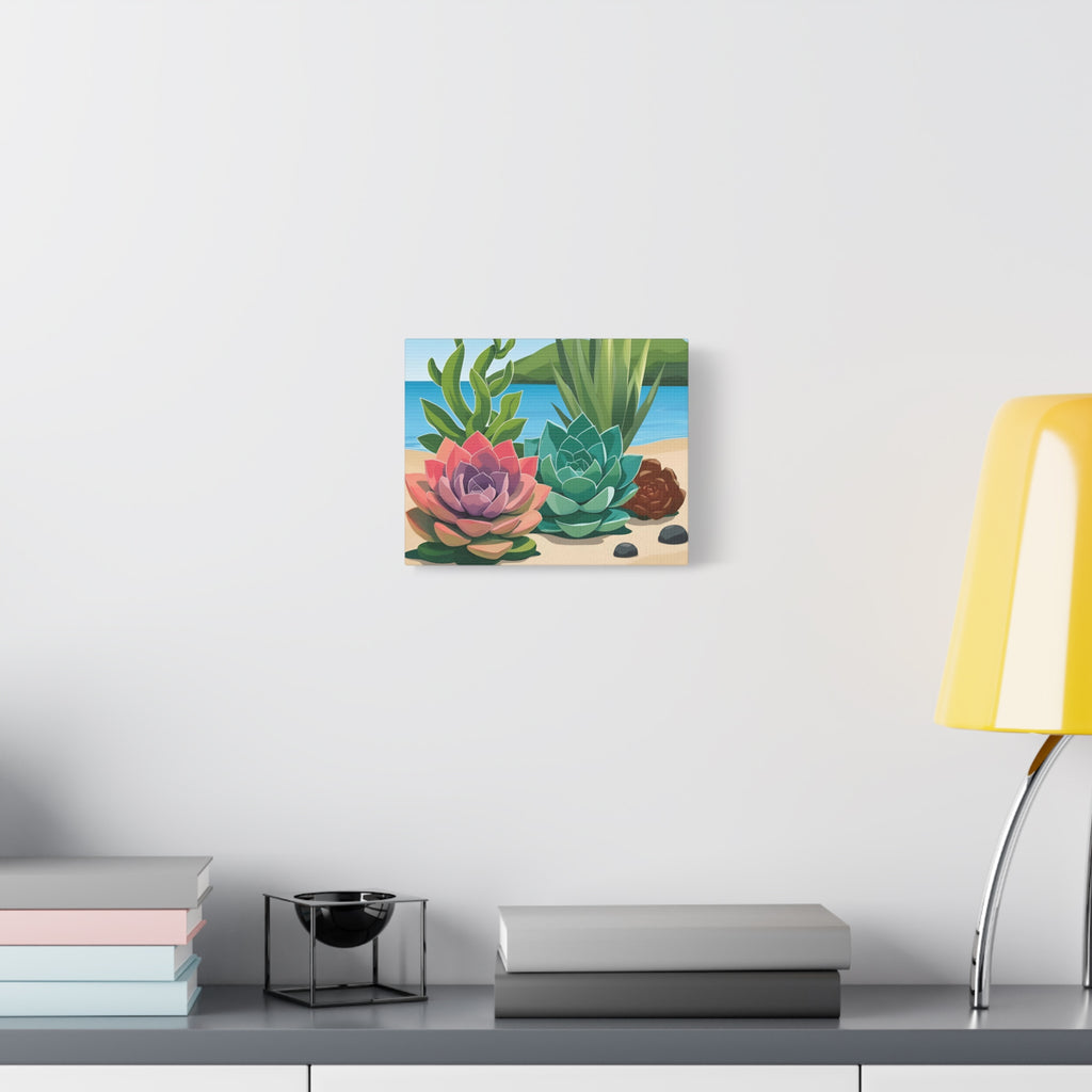 Succulent Beach Canvas Art - Stretched Matte Wall Decor for Plant Lovers
