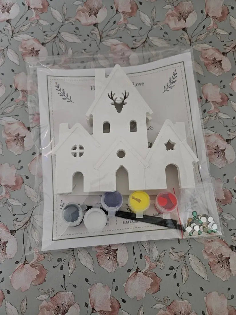 Kinder Mal-Set Weihnachtshaus DIY image 2