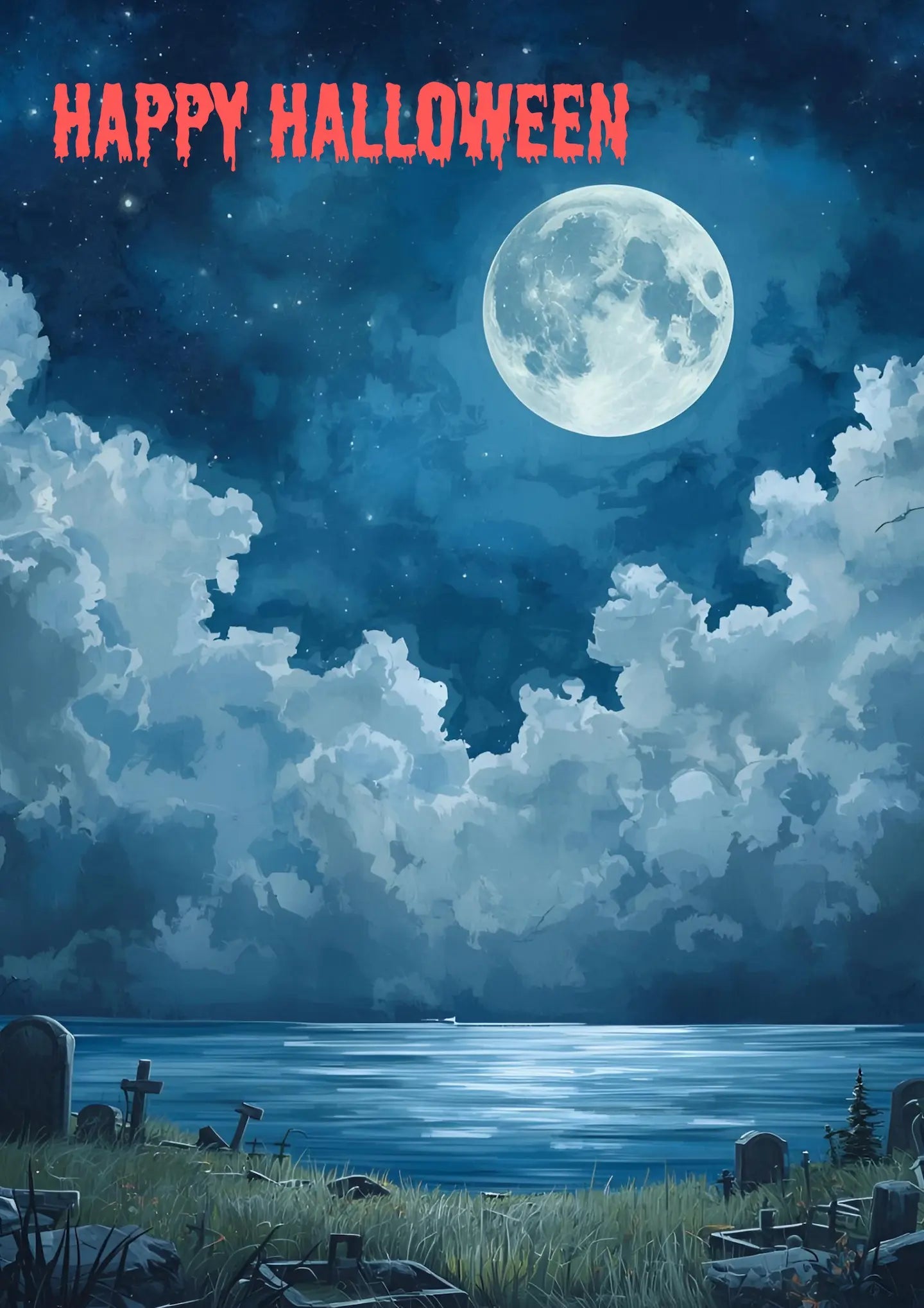 Halloween Full Moon Poster - Crafting Cottage