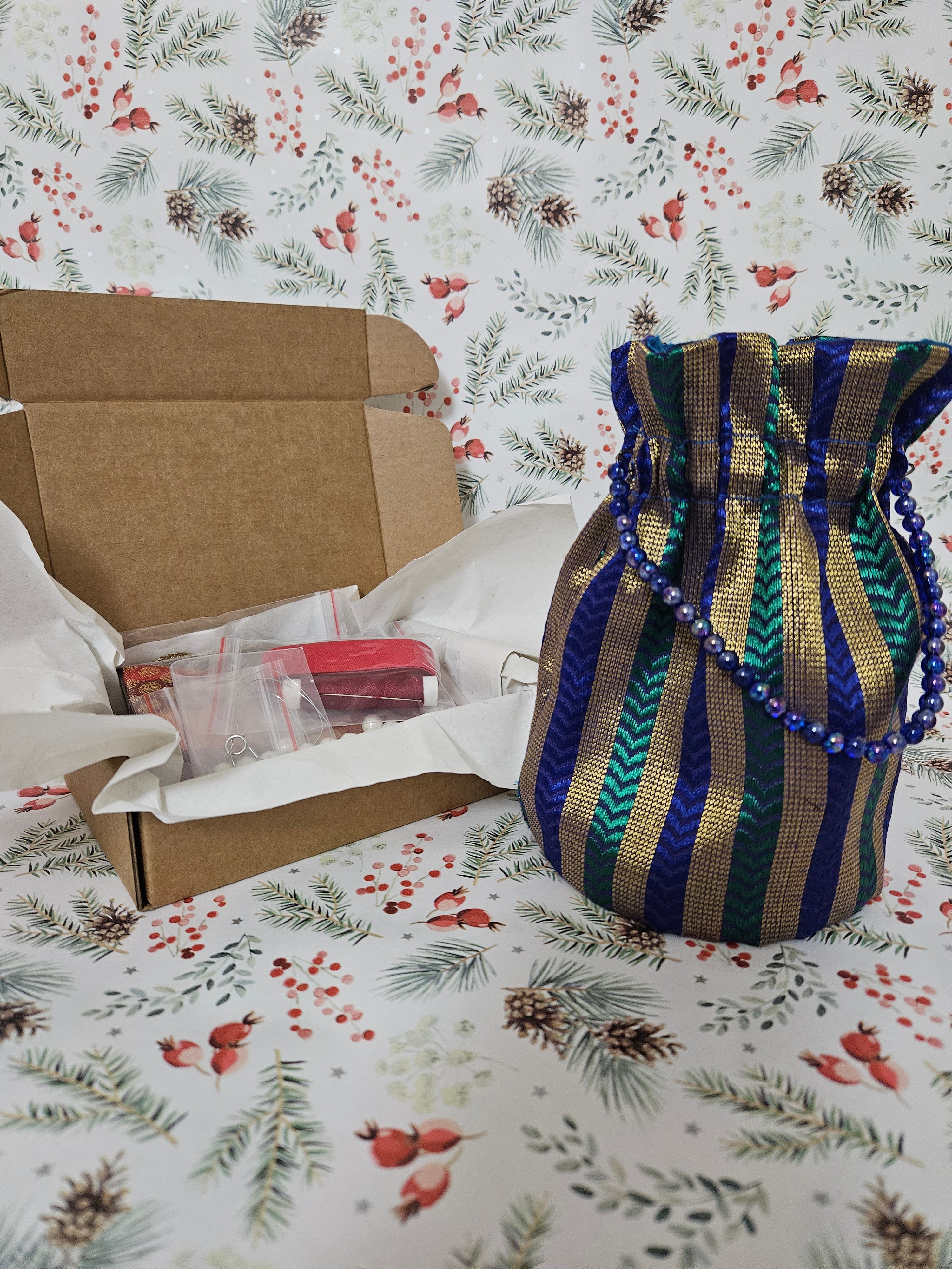 Potli String Pouch DIY Kit (16cm length, 10cm base diameter approx.)